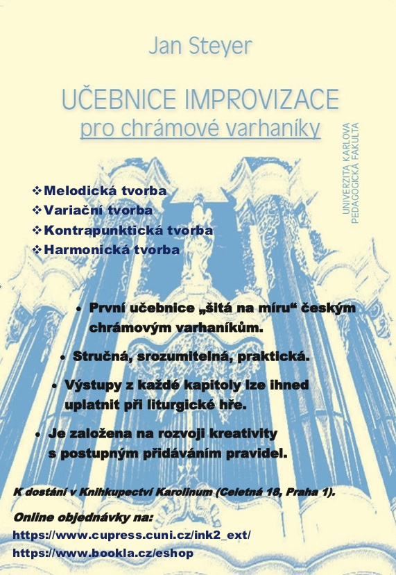 • První učebnice „šitá na míru“ českým chrámovým varhaníkům. • Stručná, srozumitelná, praktická. • Výstupy z každé kapitoly lze ihned uplatnit při liturgické hře. • Je založena na rozvoji kreativity s postupným přidáváním pravidel.